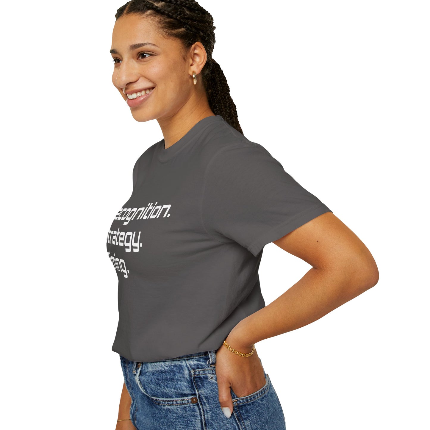 "Recognition. Strategy. Timing." Tee