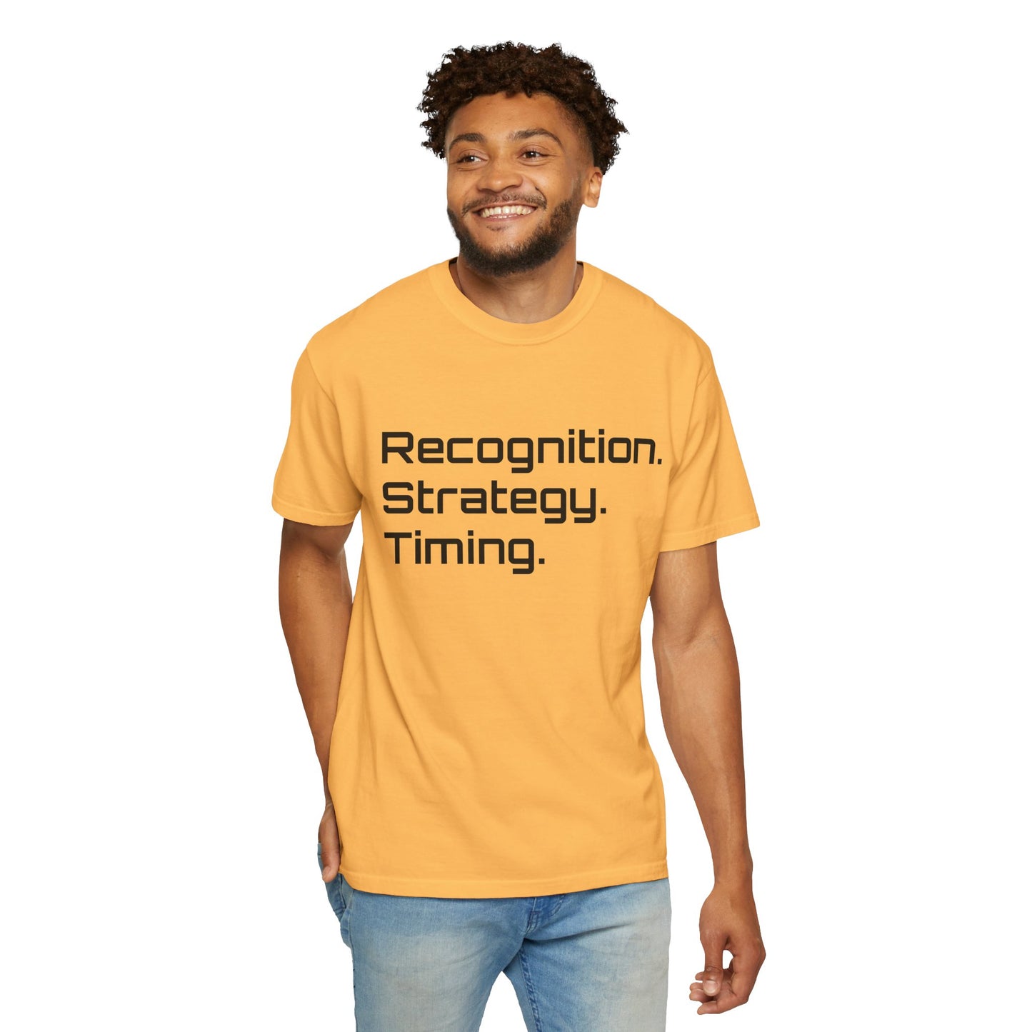 "Recognition. Strategy. Timing." Tee