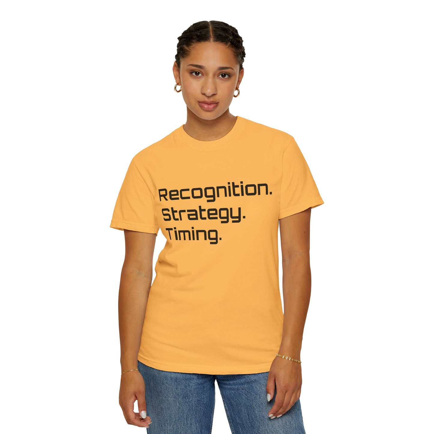 "Recognition. Strategy. Timing." Tee