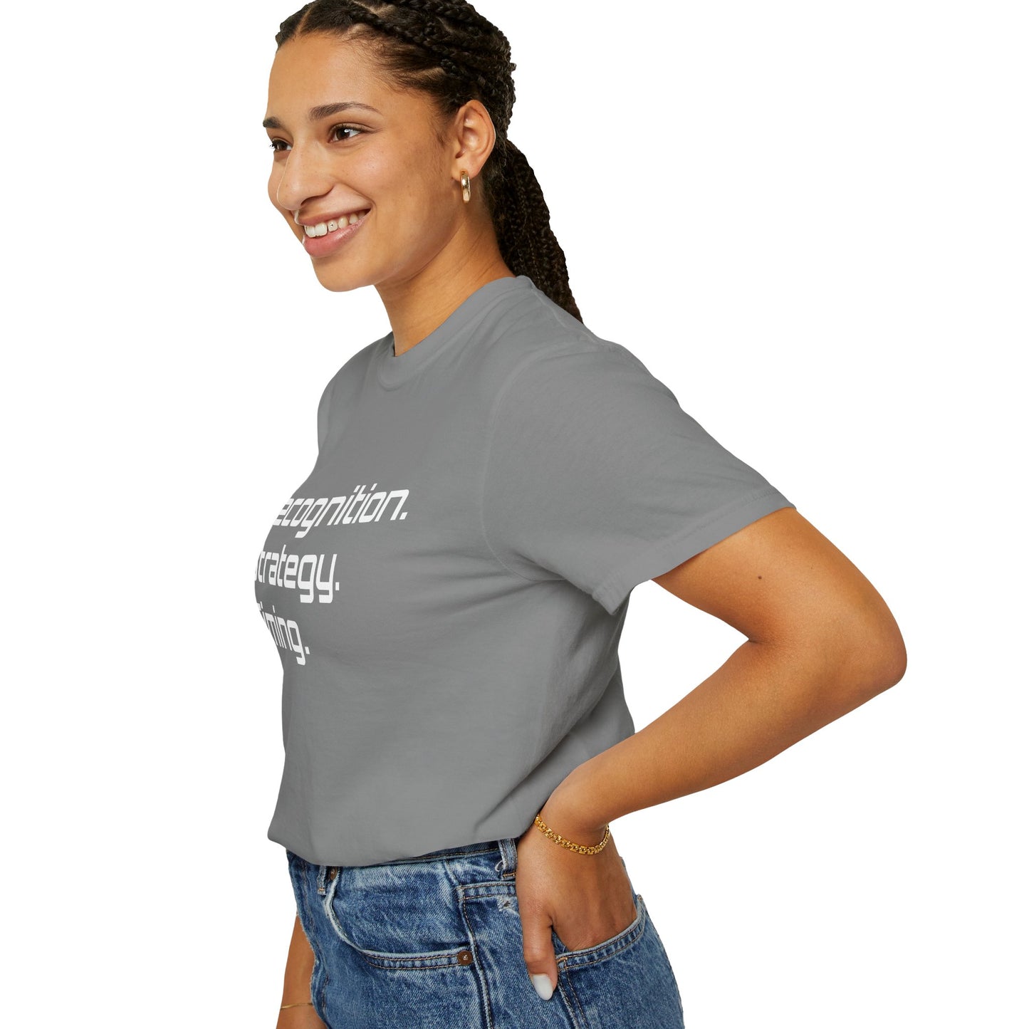 "Recognition. Strategy. Timing." Tee