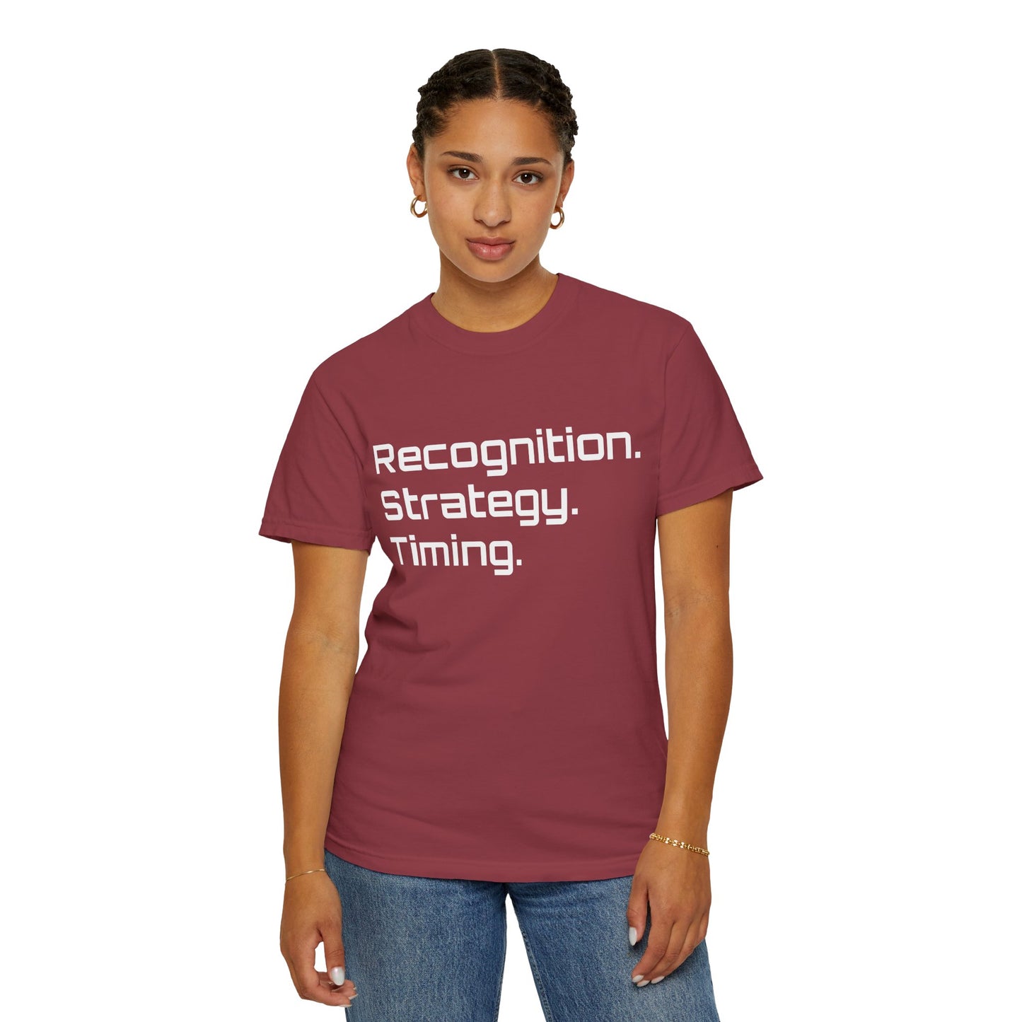 "Recognition. Strategy. Timing." Tee