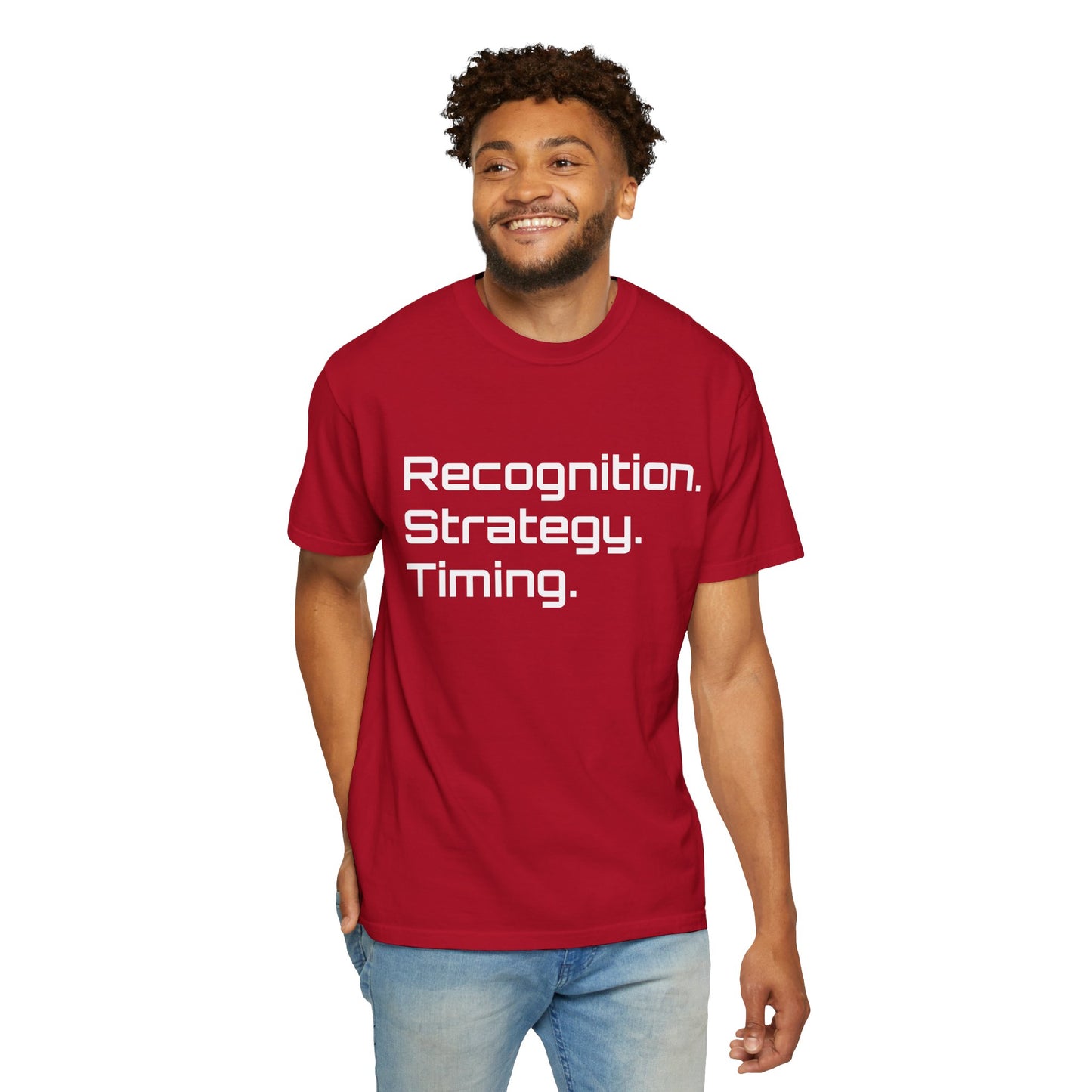 "Recognition. Strategy. Timing." Tee