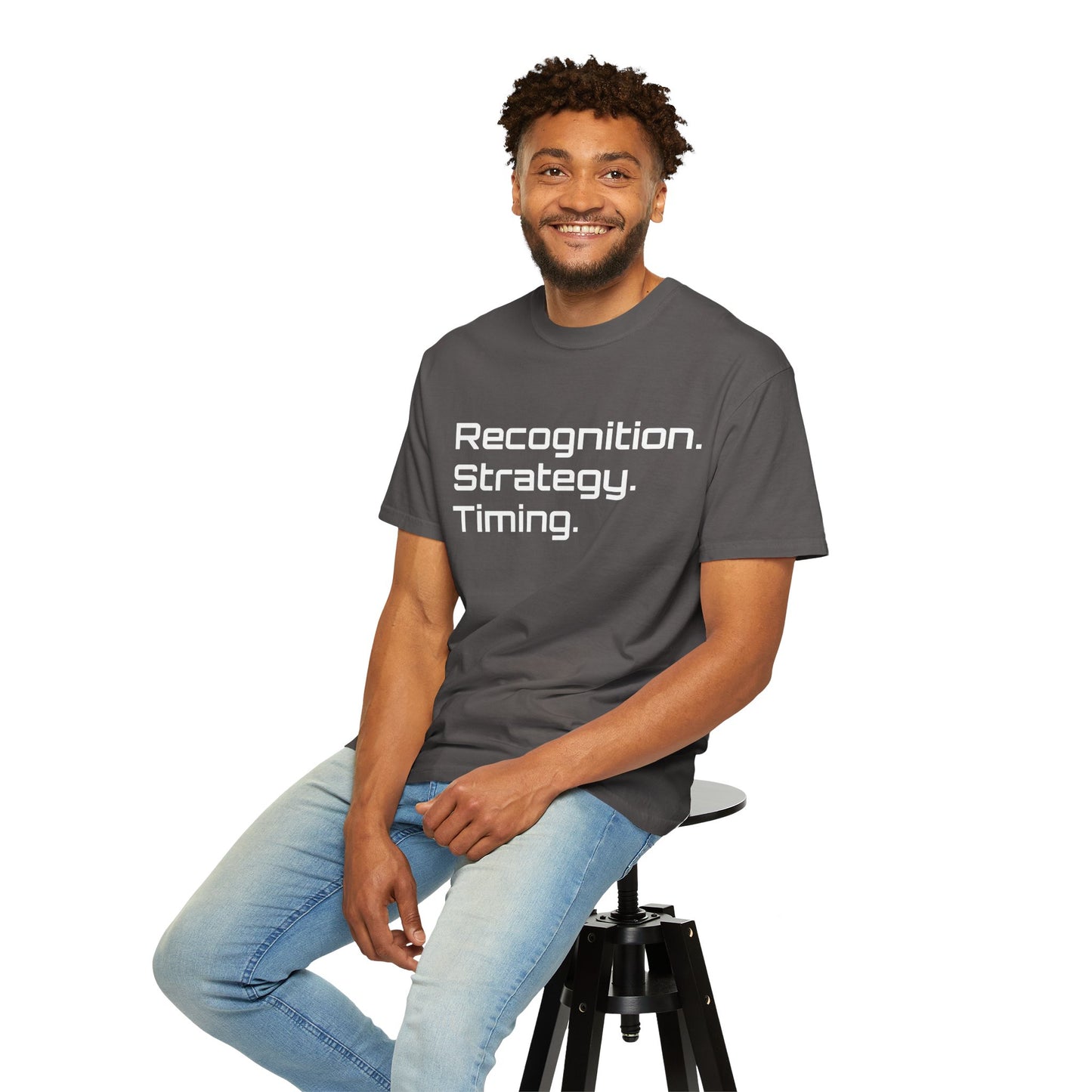 "Recognition. Strategy. Timing." Tee