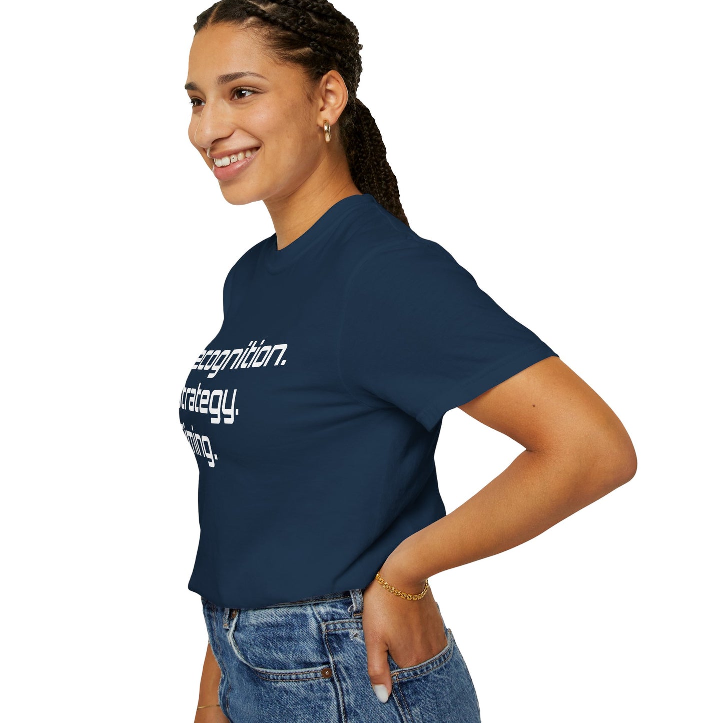 "Recognition. Strategy. Timing." Tee