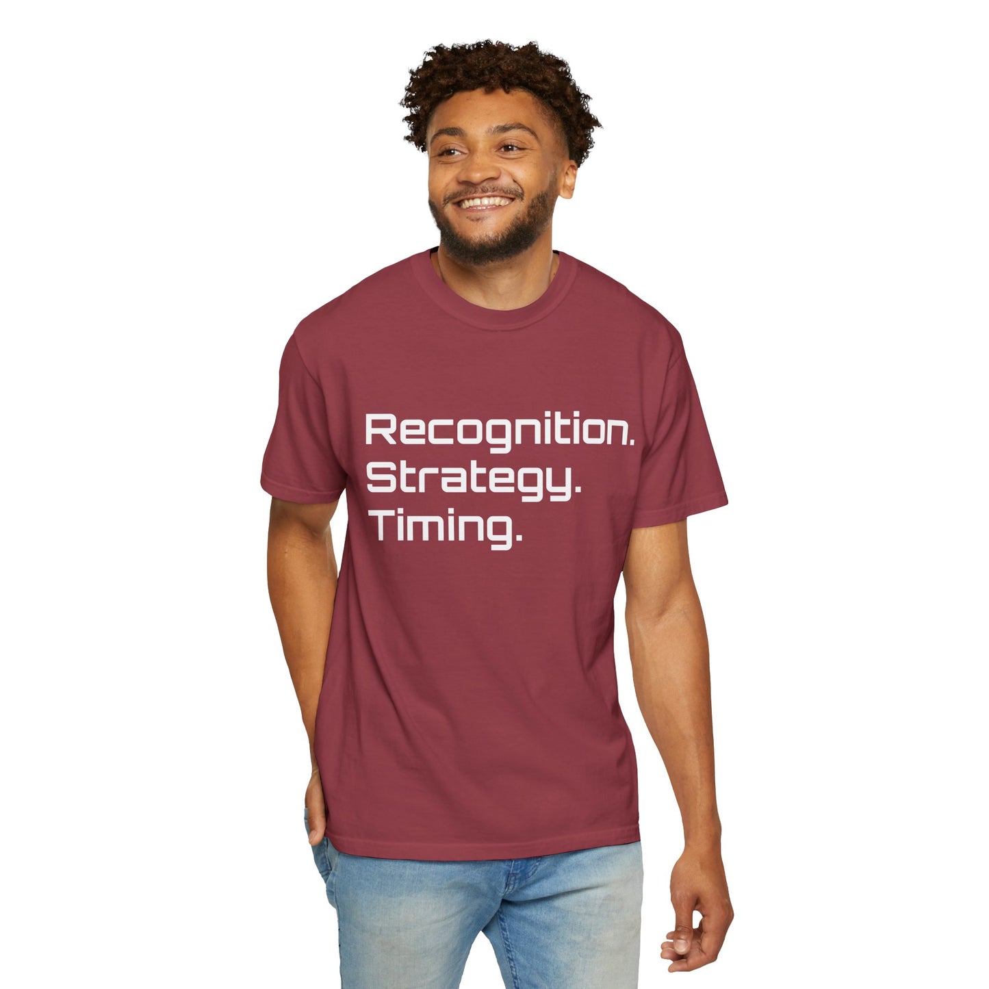 "Recognition. Strategy. Timing." Tee