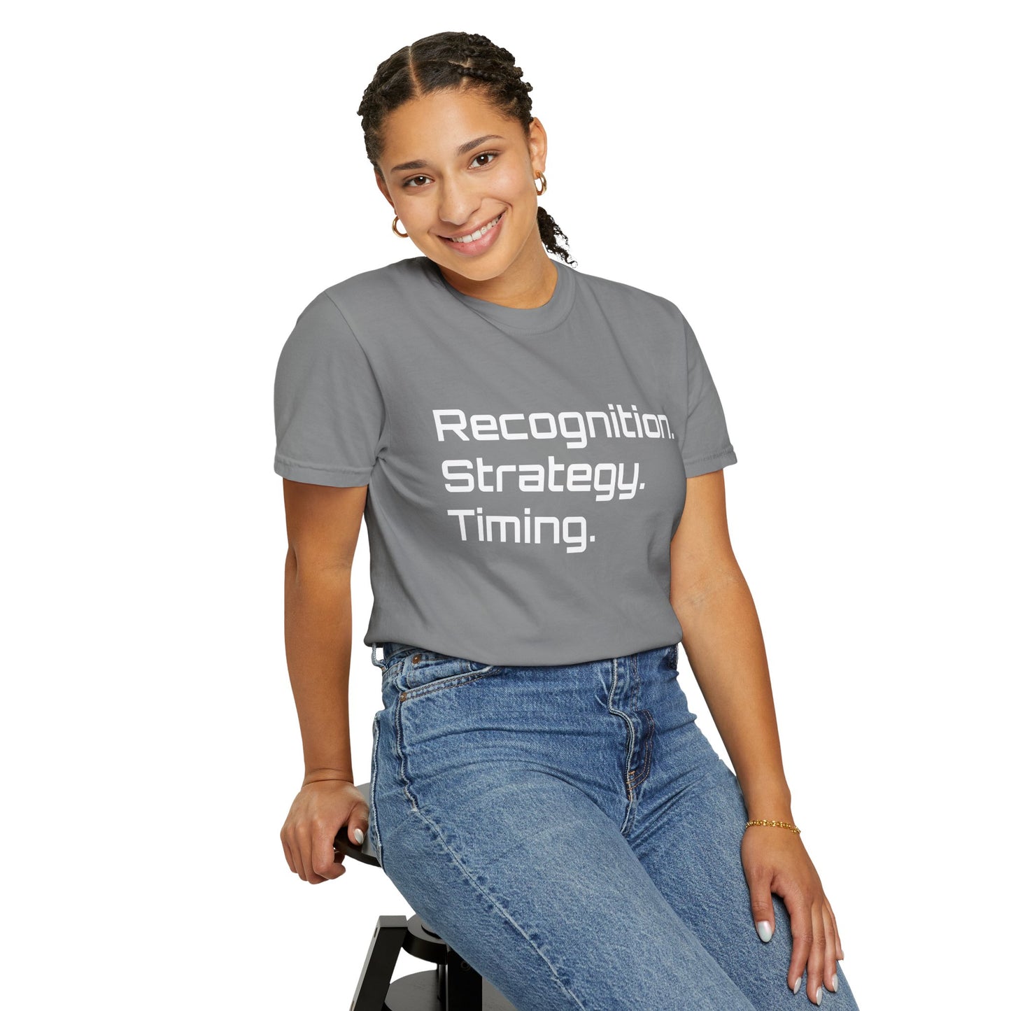 "Recognition. Strategy. Timing." Tee