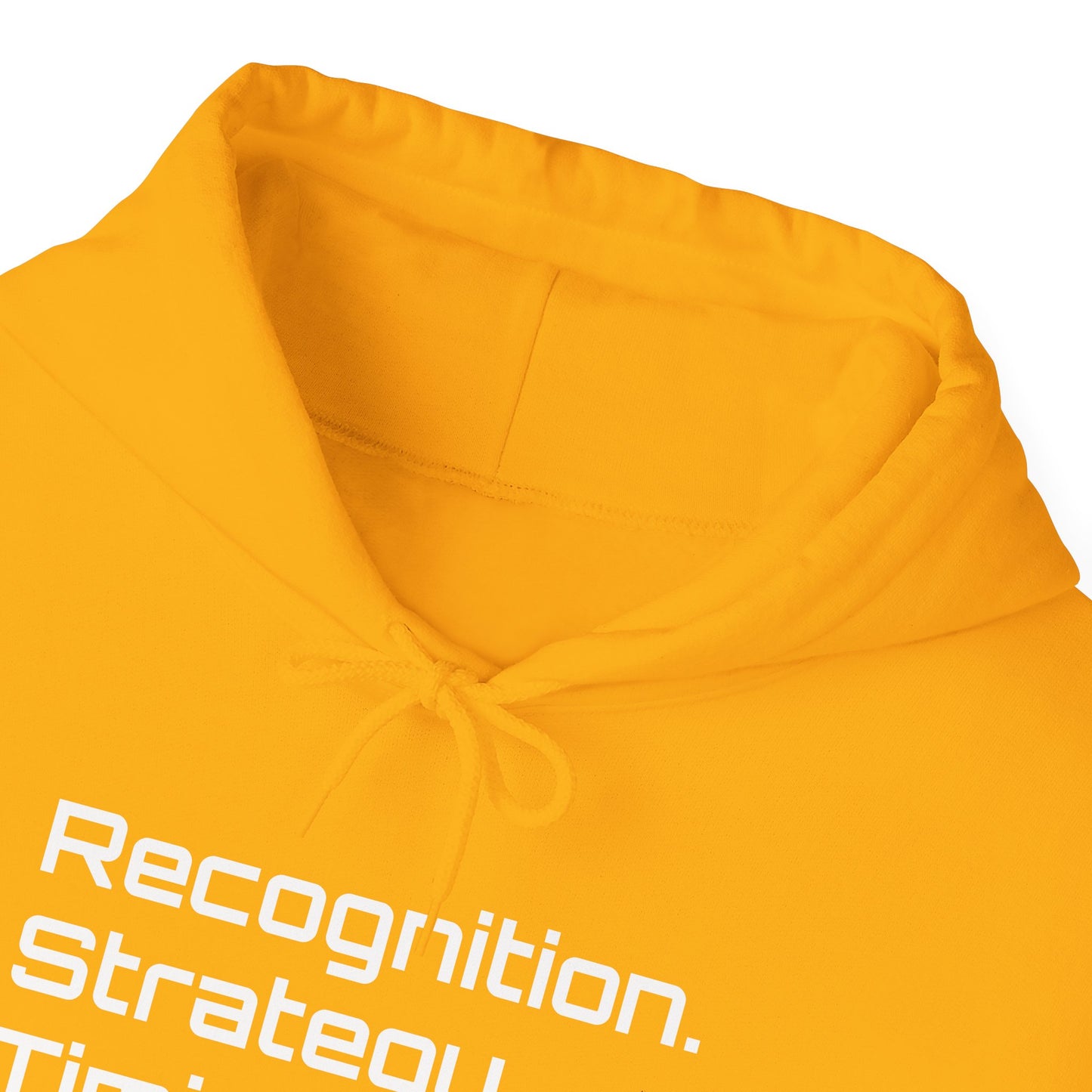 "Recognition. Strategy. Timing." Hooded Sweatshirt