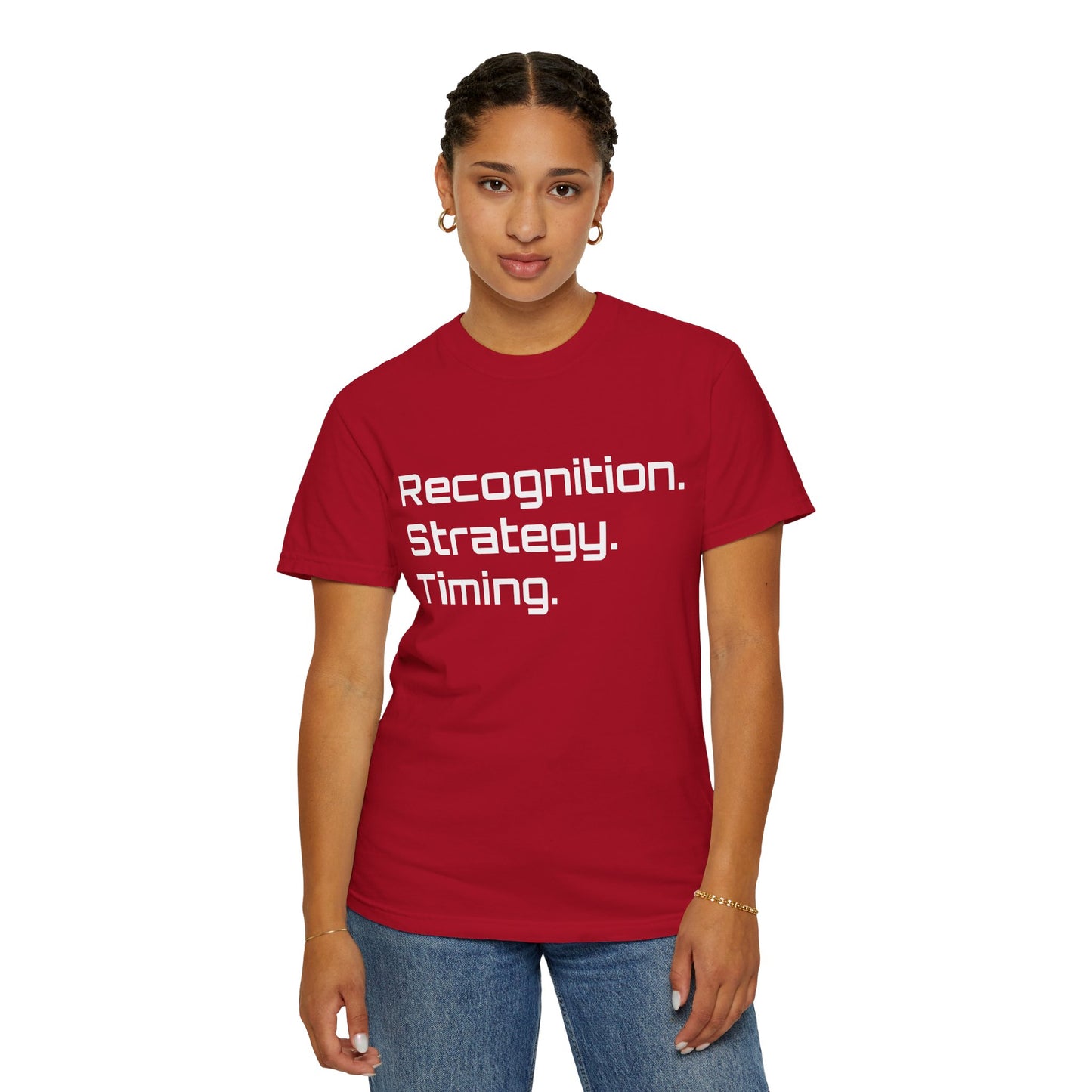 "Recognition. Strategy. Timing." Tee